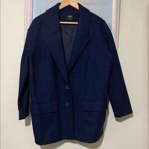 KATE SPADE SATURDAY Blue Wool Blend Oversize Women Peacoat Size:S